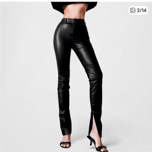 Zara Black Faux Leather Pants Women’s Straight Leg Mid Rise Vegan Leather